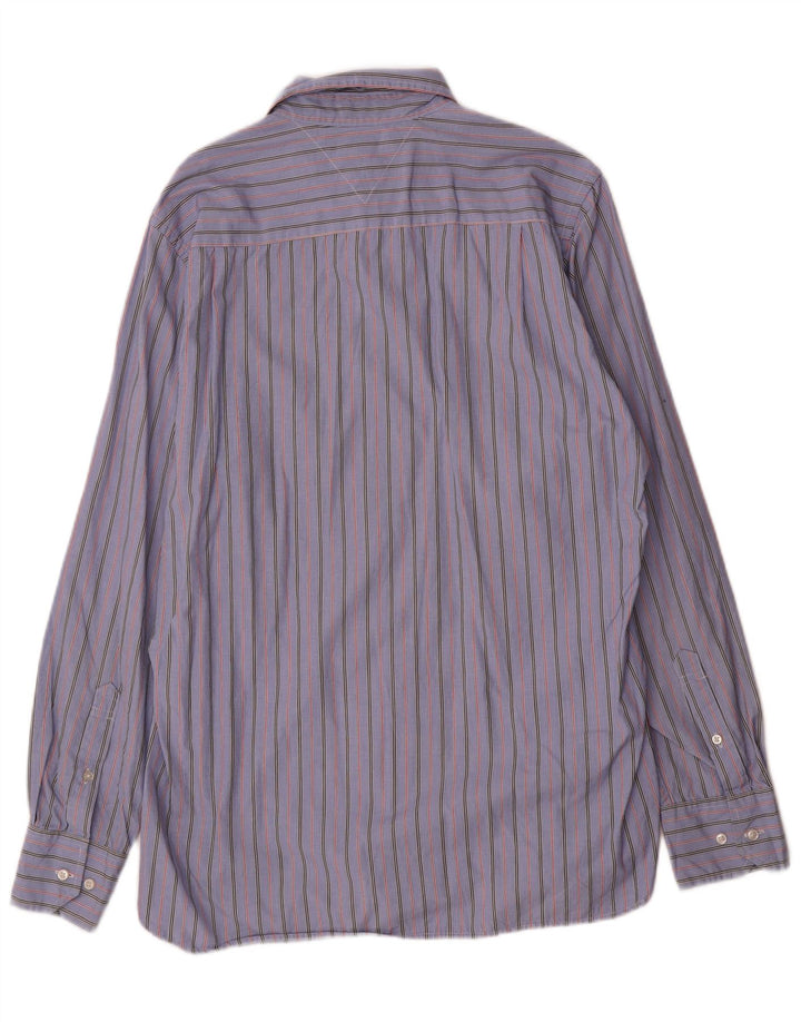 Tommy Hilfiger Mens Custom Fit Shirt Size 15 1/2 16 Medium Blue Striped