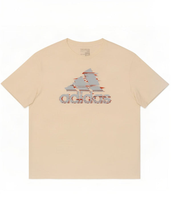 Adidas Mens Graphic T-Shirt Top 2XL Off White Algodão