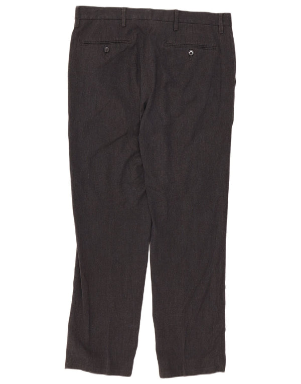 Pantaloni da abito dritti su misura da uomo Marks & Spencer W34 L29 poliestere grigio