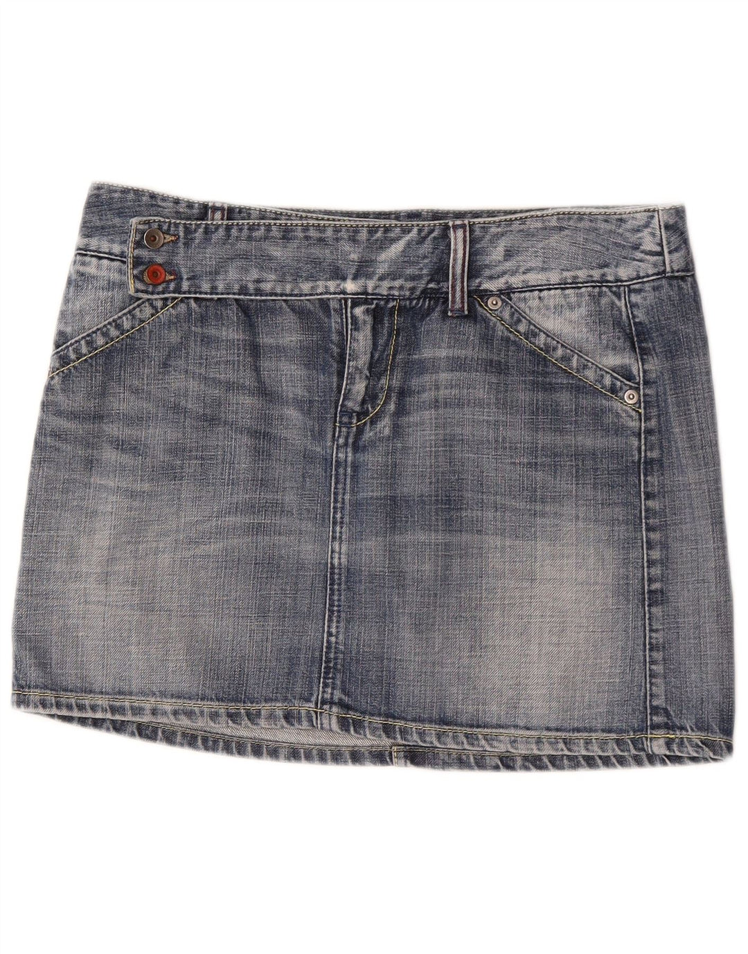 Benetton Damen Mini-Jeansrock IT 44 Medium W32 Blaue Baumwolle