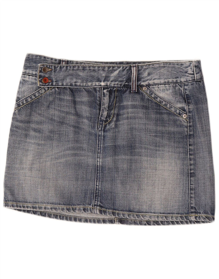 Benetton Damen Mini-Jeansrock IT 44 Medium W32 Blaue Baumwolle