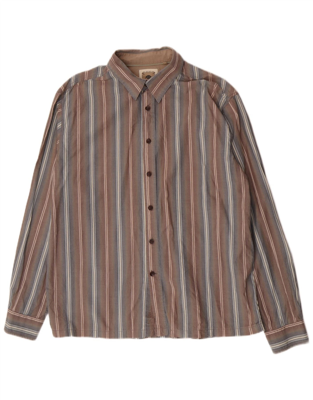 Fat Face Mens Shirt Large Grey Striped Cotton
