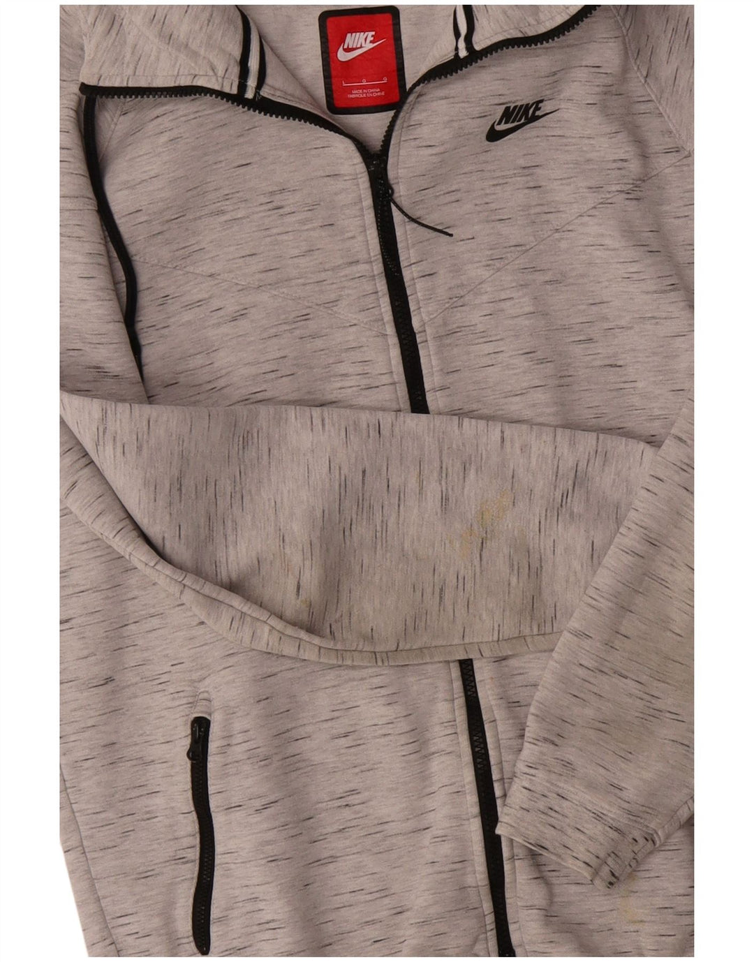 Nike Mens Zip Hoodie Sweater Large Grey Flecked Cotton