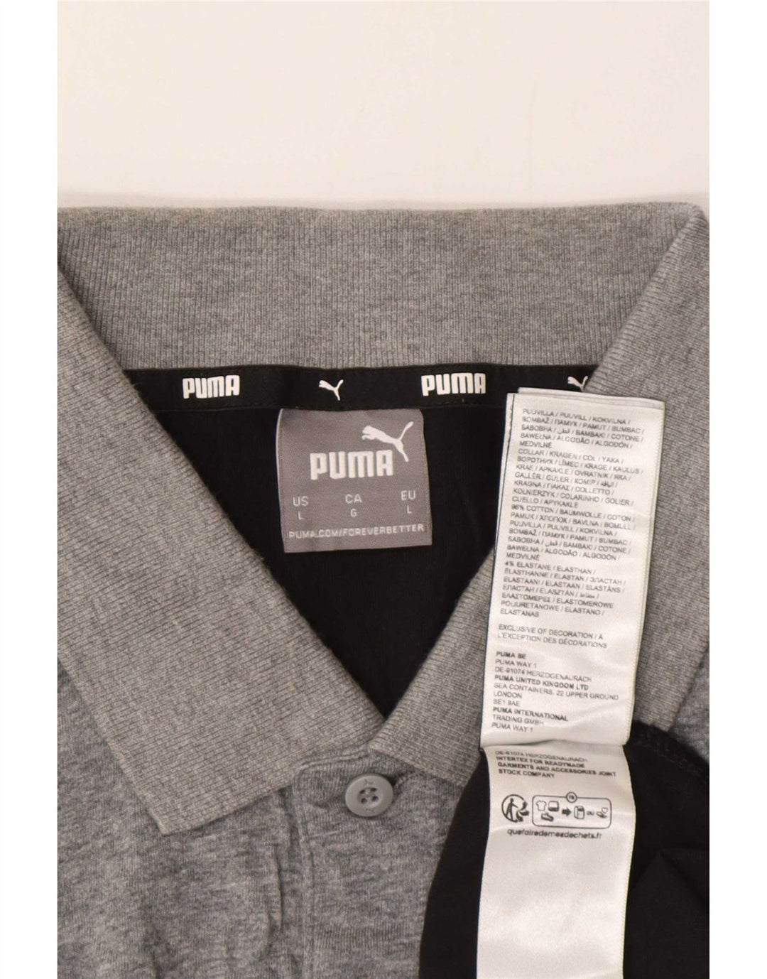 Puma Herre Polo Shirt Stor Grå Colourblock Bomuld