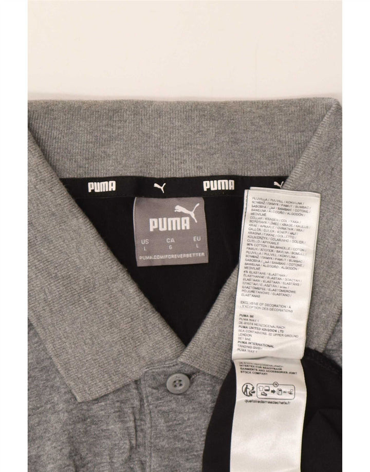 Puma Herre Polo Shirt Stor Grå Colourblock Bomuld