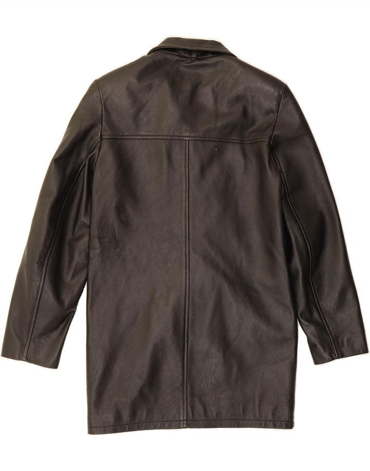 VINTAGE Womens Leather Coat UK 8 Small Black Leather Vintage Vintage and Second-Hand Vintage from Messina Hembry 