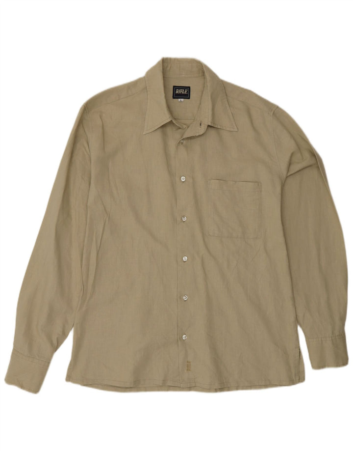 Rifle Mens Shirt Large Beige Linen