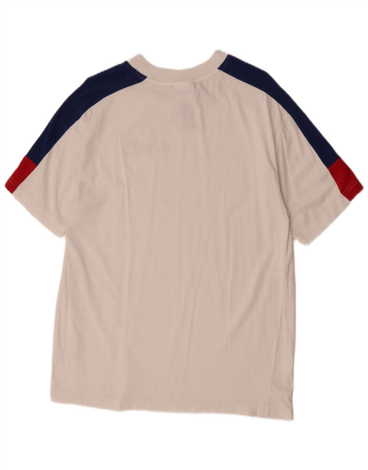 New Balance Mens T-Shirt Top Medium White Colourblock Cotton