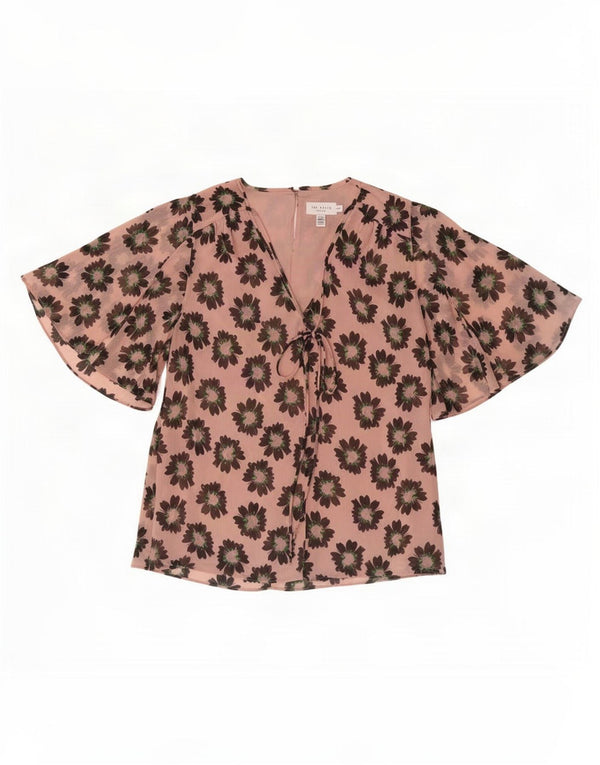 Ted Baker Womens Cardigan Top Size 1 XS Pink Floral Polyester