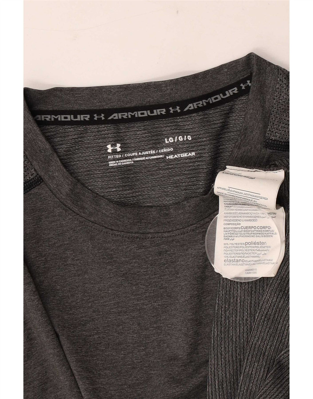 Under Armour Mens Heat Gear T-Shirt Top Large Grey Polyester