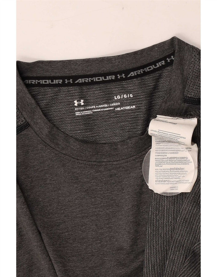 Under Armour Mens Heat Gear T-Shirt Top Large Grey Polyester