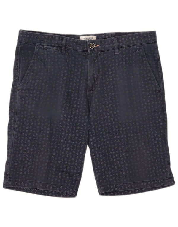 Jack & Jones Mens Chino Shorts Large W34 Navy Blue Floral Cotton