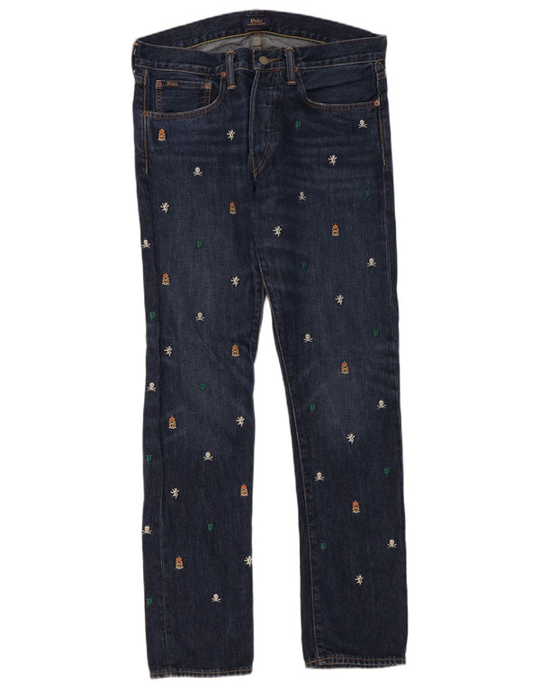 Jeans slim da donna Polo Ralph Lauren W32 L32 cotone maculato blu navy