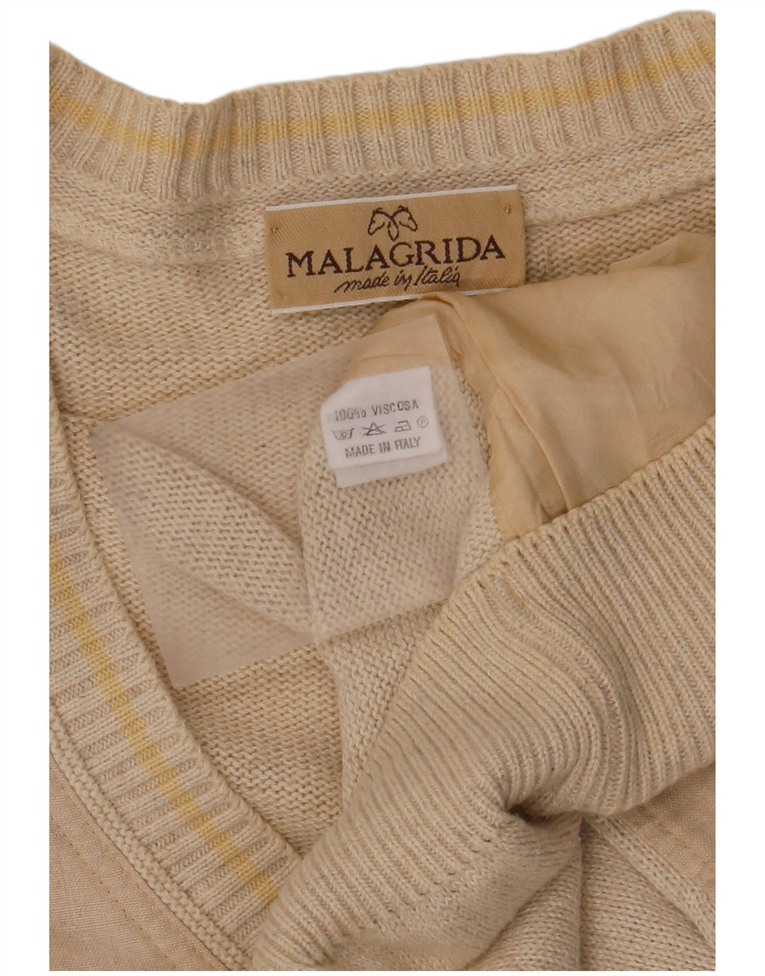 Malagrida Maglia Cardigan Uomo Large Beige in Viscosa