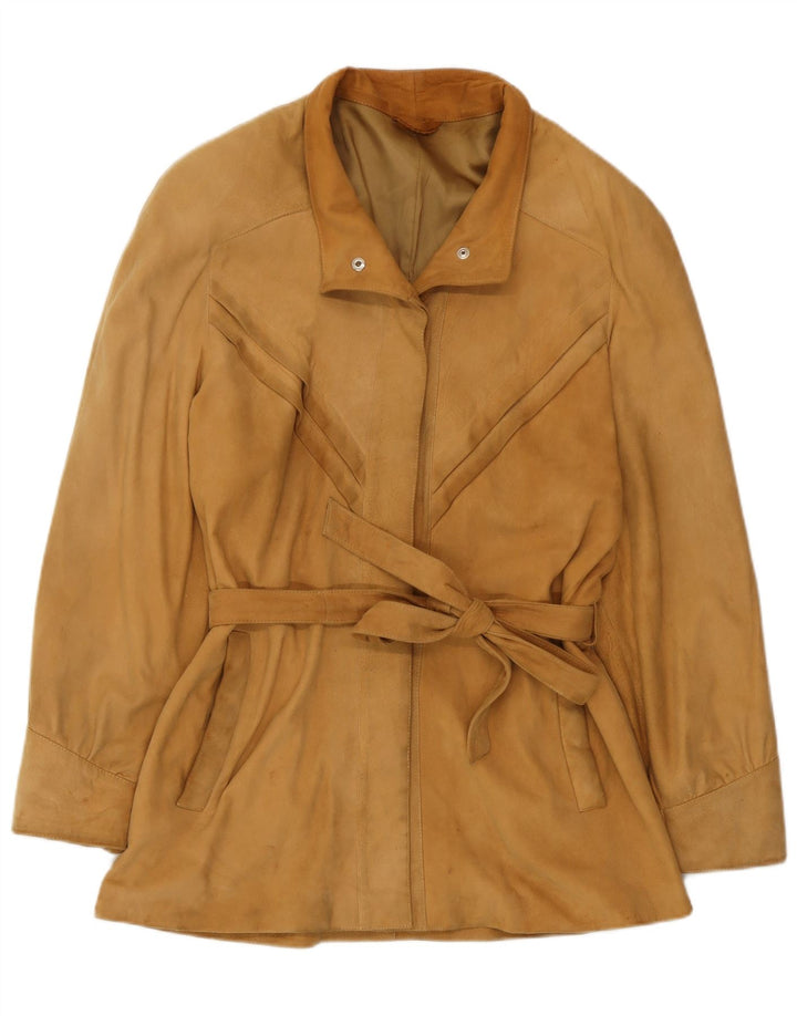 Vintage Womens Suede Jacket IT 44 Medium Beige