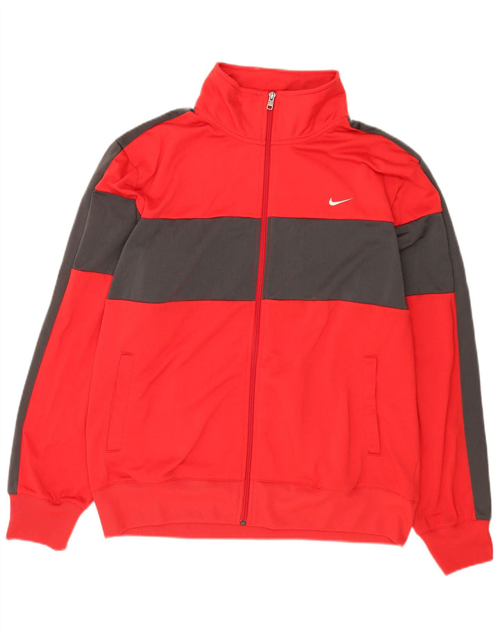 Nike Mens Tracksuit Top Jacket UK 42/44 Large Red Colourblock