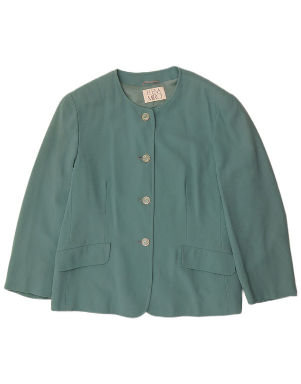 ELENA MIRO Dame 4-knaps blazerjakke UK 20 2XL Grøn Virgin Wool