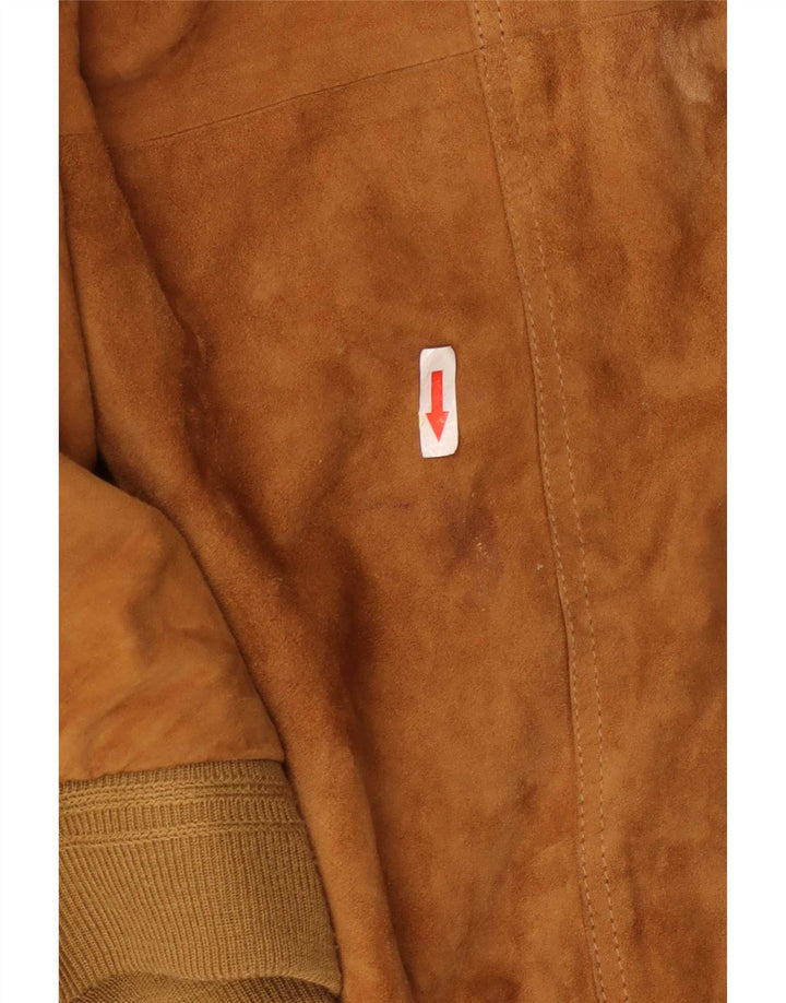 Vintage męska zamszowa kurtka bomber IT 62 6XL brązowa skóra