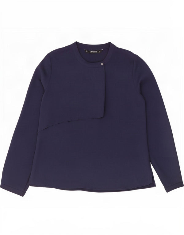 Zara Γυναικεία μακρυμάνικη μπλούζα τοπ UK 12 Medium Navy Blue