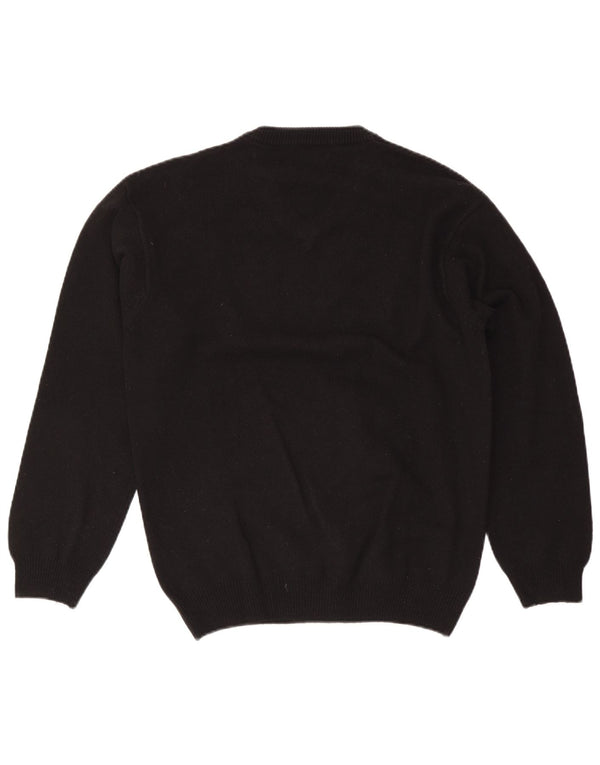 Marlboro Classics Mens V-Neck Jumper Sweater Medium Black Wool