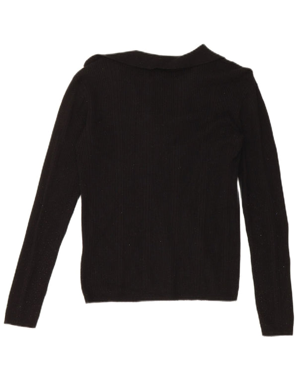 Maglione corto da donna Marks & Spencer con collo a polo UK 8 piccolo nero