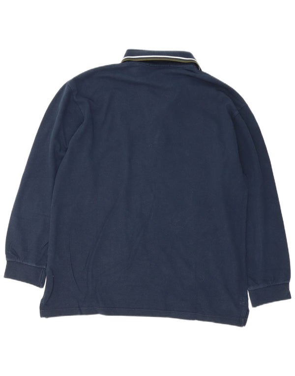 Fred Perry Mens Long Sleeve Regular Fit Rugby Polo Shirt Large Navy Blue