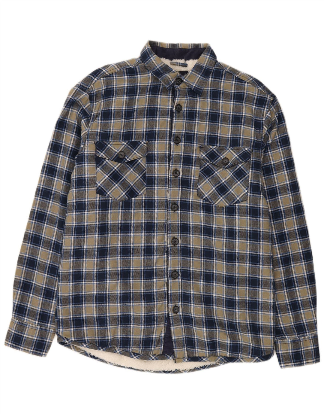 CAMARGUE Mens Lumberjack Flannel Shirt Medium Navy Blue Check Cotton