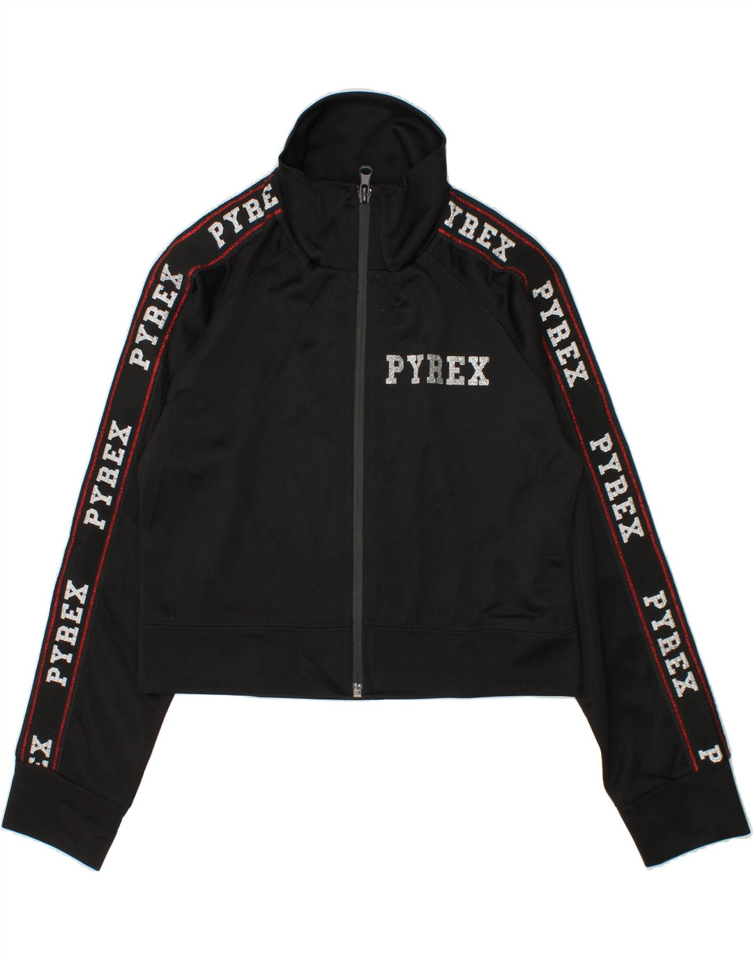 PYREX Girls Graphic Tracksuit Top Jacket 4-5 Years  Small Black Polyester Vintage Pyrex and Second-Hand Pyrex from Messina Hembry 