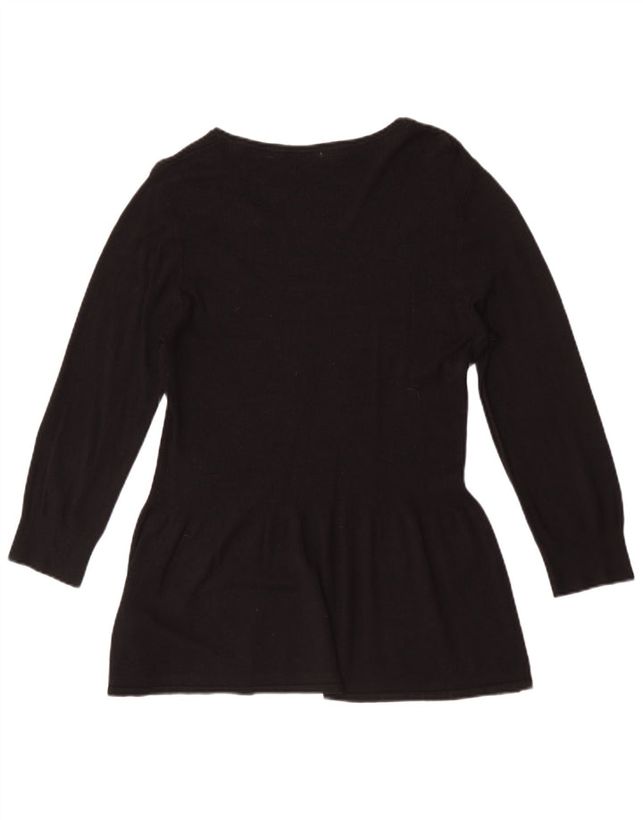 Marks & Spencer Womens 3/4 Sleeve Tunic Top UK 14 Medium  Black Viscose