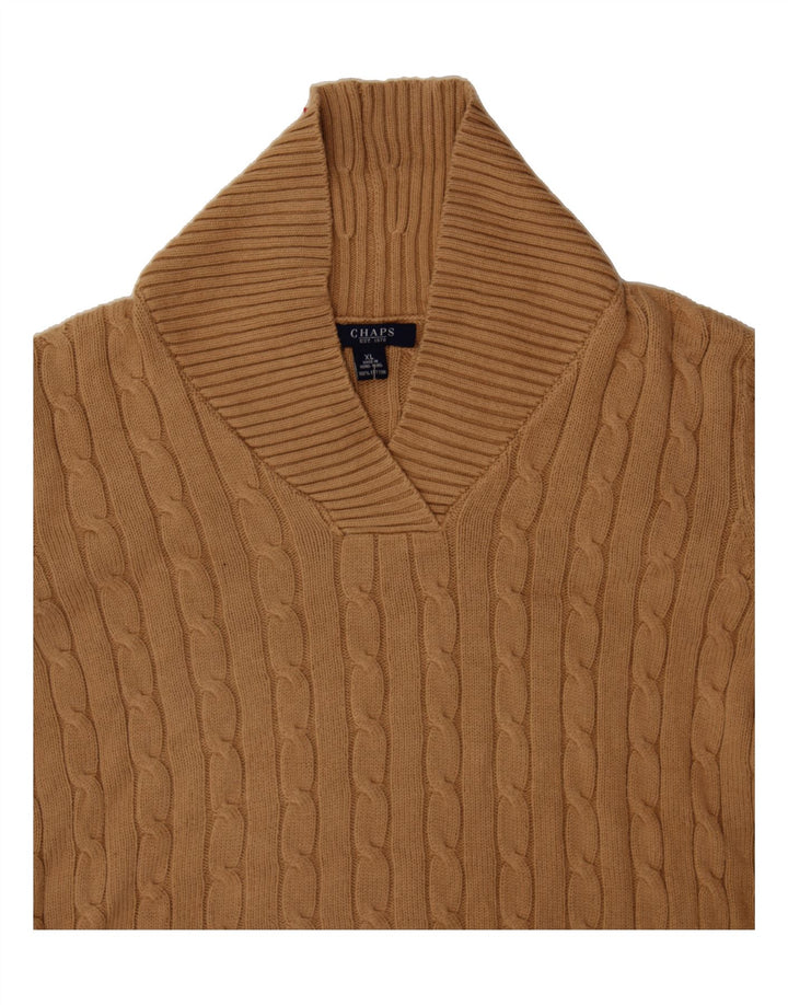 CHAPS Womens Shawl Neck Jumper Sweater UK 18 XL Brown Cotton Vintage Chaps and Second-Hand Chaps from Messina Hembry 