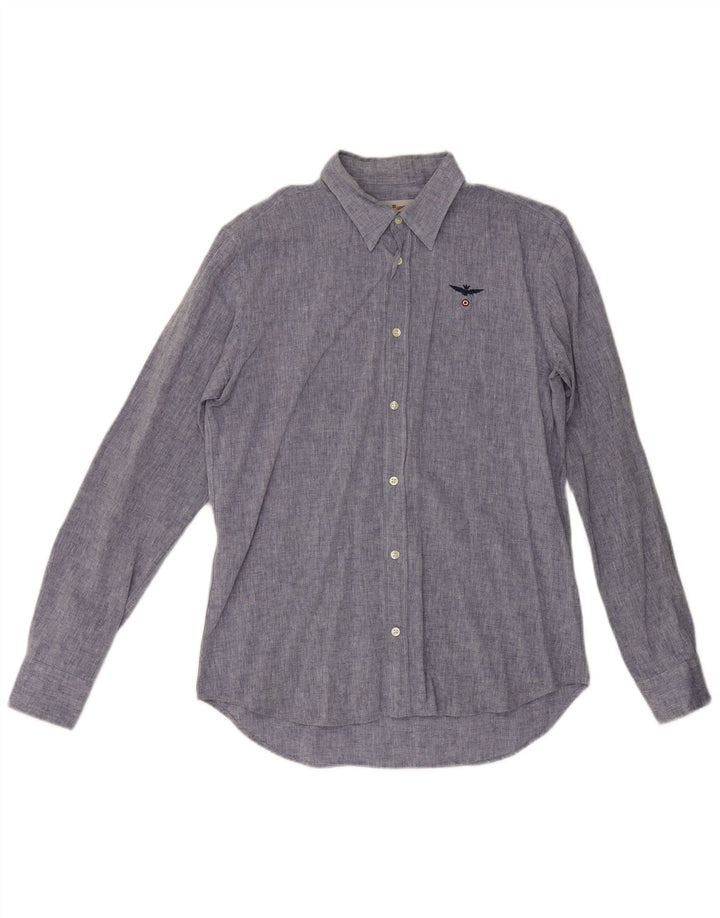 Aeronautica Militare Mens Shirt Medium Blue