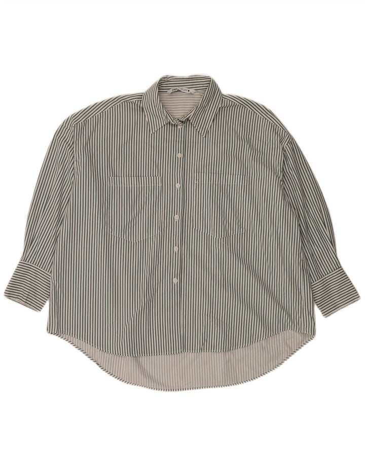 Zara Womens Oversized Shirt UK 16 Large White Striped