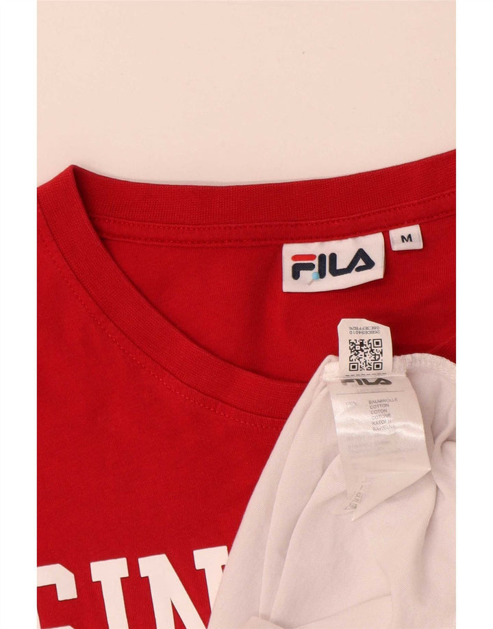 Fila Herre grafisk T-shirt Top Medium White Colourblock Bomuld