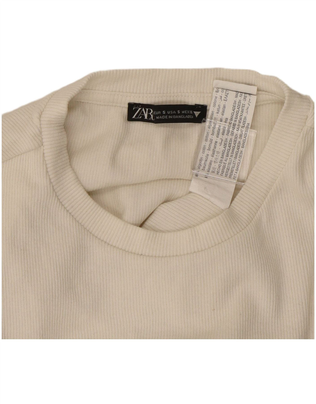 ZARA Womens Long Sleeve Bodysuit UK 8 Small White Cotton