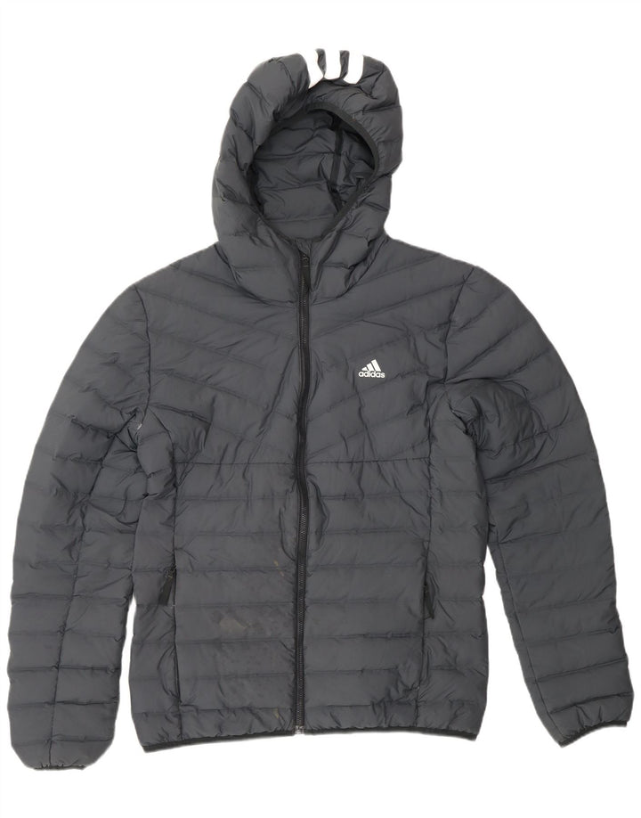 ADIDAS Herren-Kapuzenjacke, wattiert, UK 38, mittelgrau, Polyester