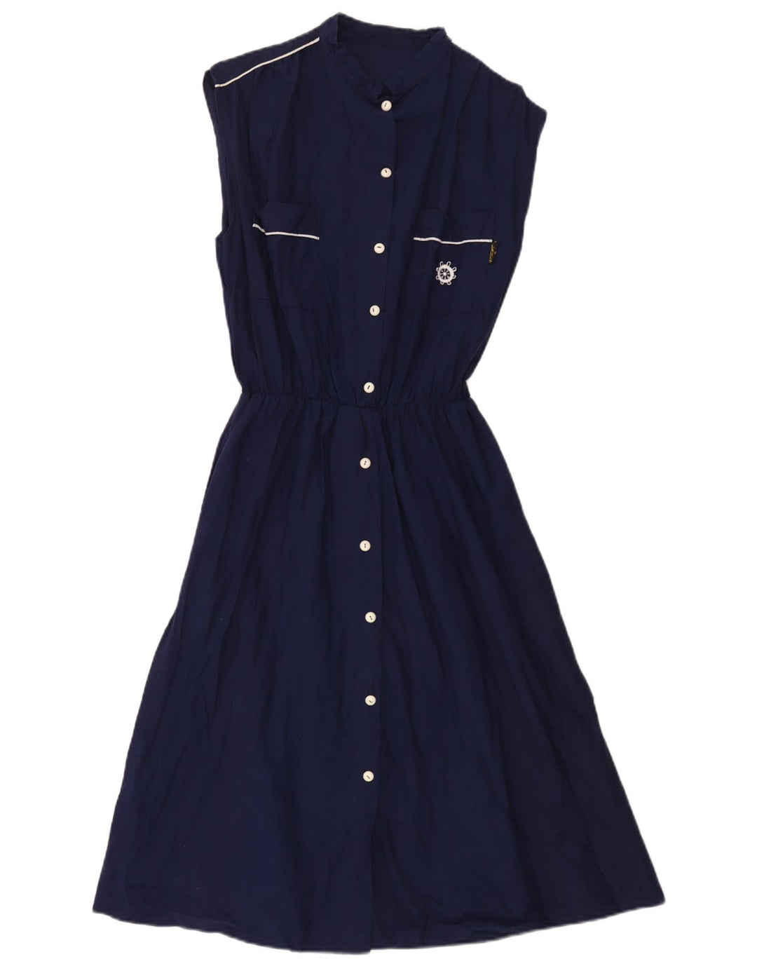 Vintage Womens Sleeveless Maxi Dress UK 12 Medium Navy Blue