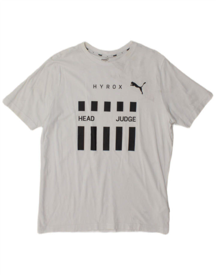 Puma Mens Graphic T-Shirt Top Medium White Cotton