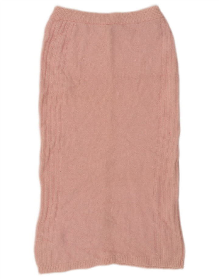 Vintage Womens Knit Midi Skirt EU 38 Medium W34  Pink Lambswool