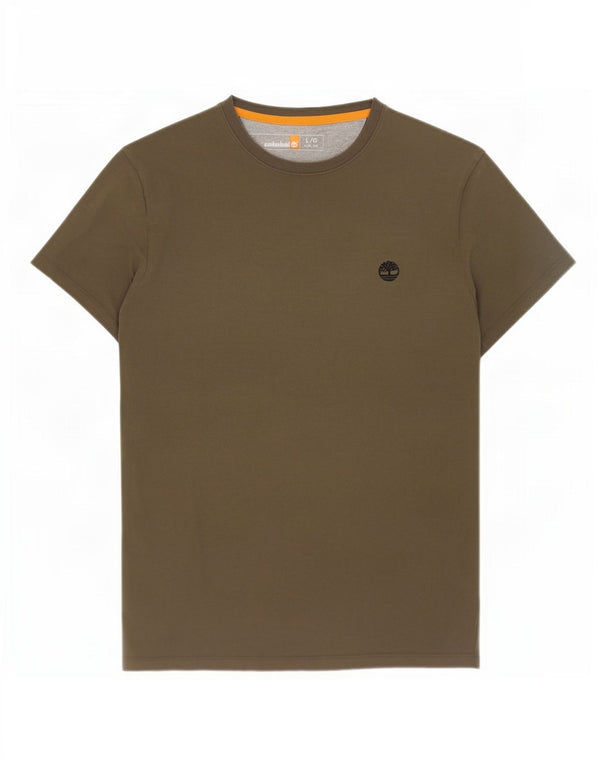 Timberland Mens Slim Fit T-Shirt Top Large Khaki Cotton