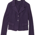 vintage Femmes Tricot 2 Bouton Blazer Veste UK 10 Petit Violet Polyester
