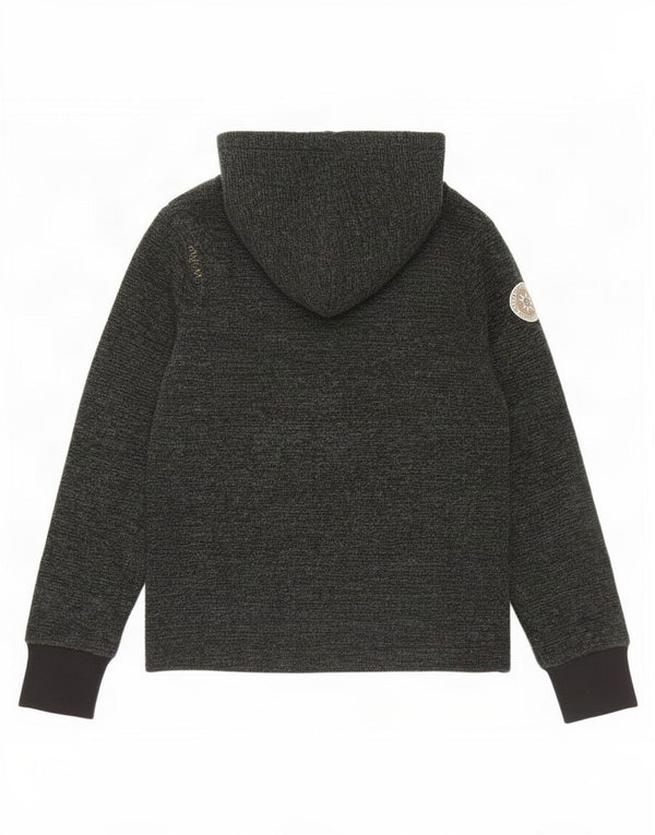 Maglione maglione con cappuccio da donna vintage EU 36 piccolo acrilico chiazzato grigio