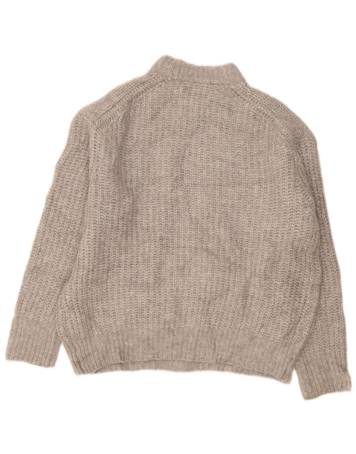 Zara Dame Oversized Turtle Neck Jumper Sweater UK 10 Small Grey Polyester
