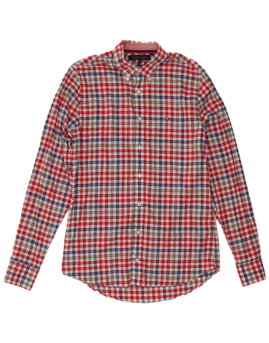 Tommy Hilfiger Mens Slim Fit Shirt Small Multicoloured Gingham Cotton
