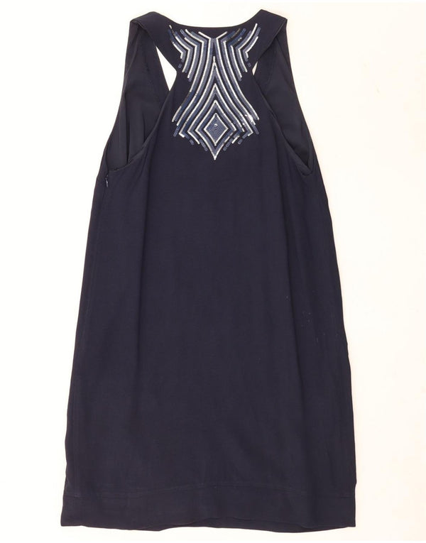 Patrizia Pepe Damen Ärmelloses Etuikleid IT 46 Large Marineblau Geometrisch