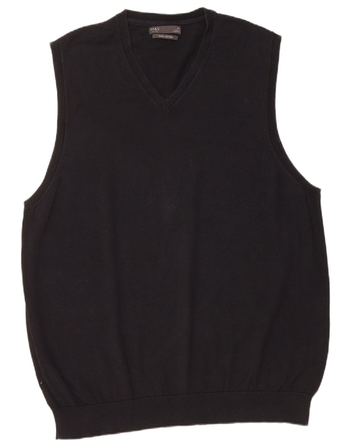 Marks & Spencer Mens Vest Tank Top XL Black Cotton