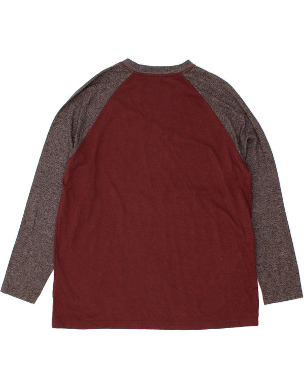 EDDIE BAUER Herre Top Langærmet 2XL Maroon Colourblock Bomuld
