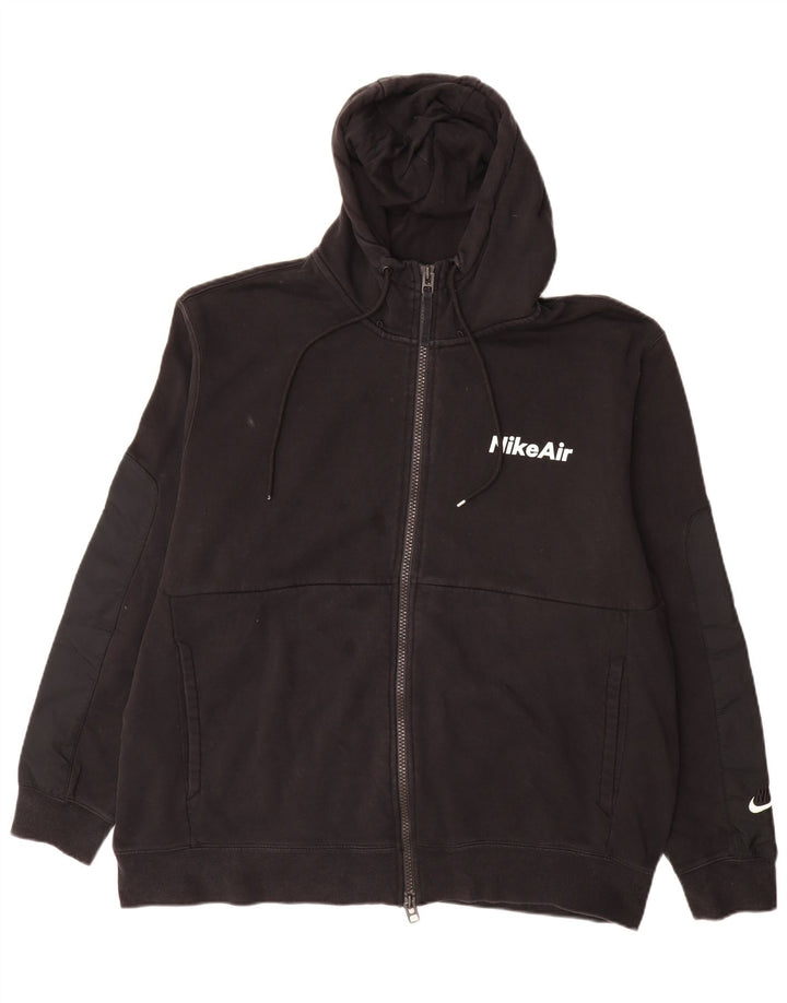 Nike Mens Zip Hoodie Sweater 2XL Black Cotton