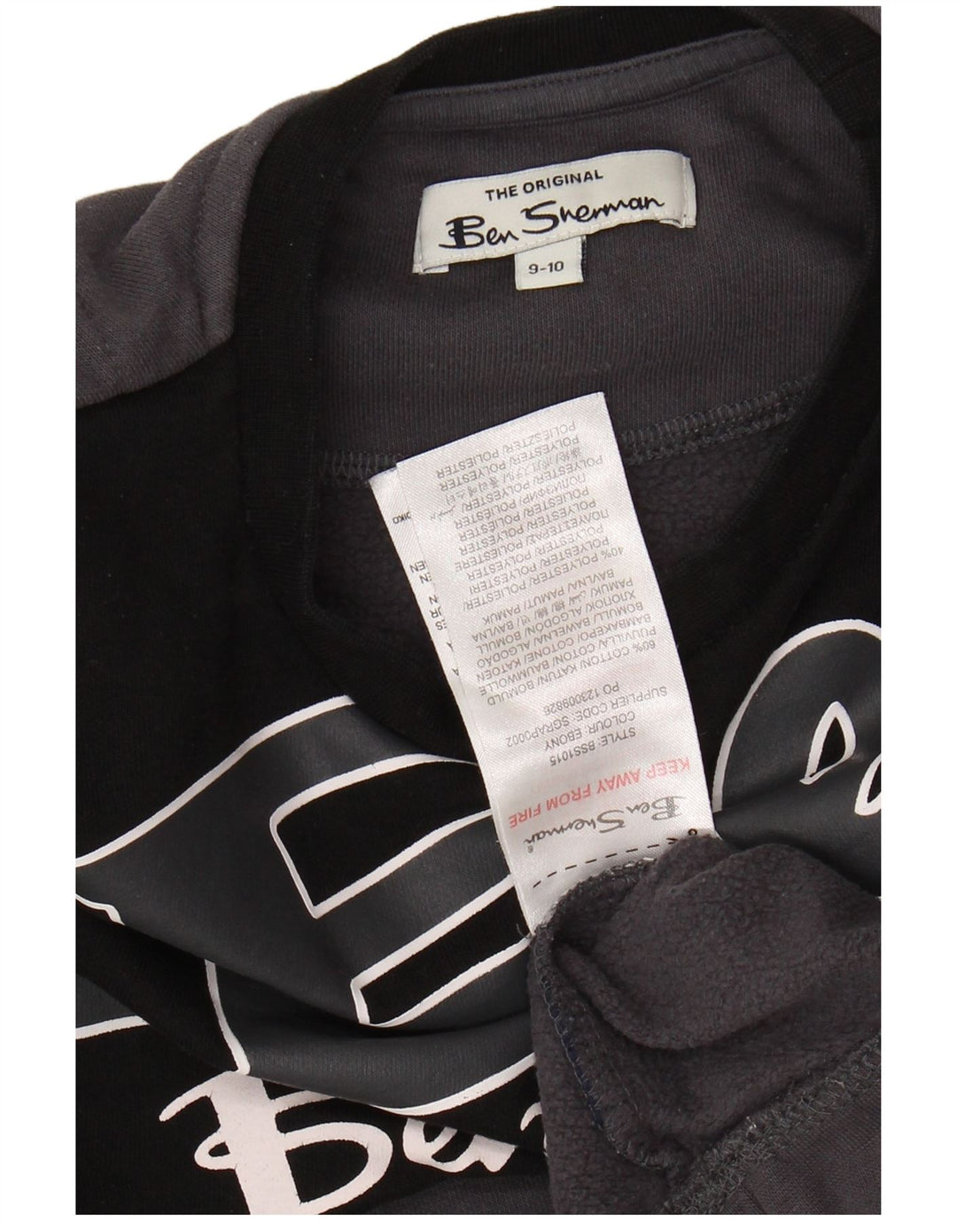 BEN SHERMAN Boys Graphic Sweatshirt Jumper 9-10 Years Grey Colourblock
