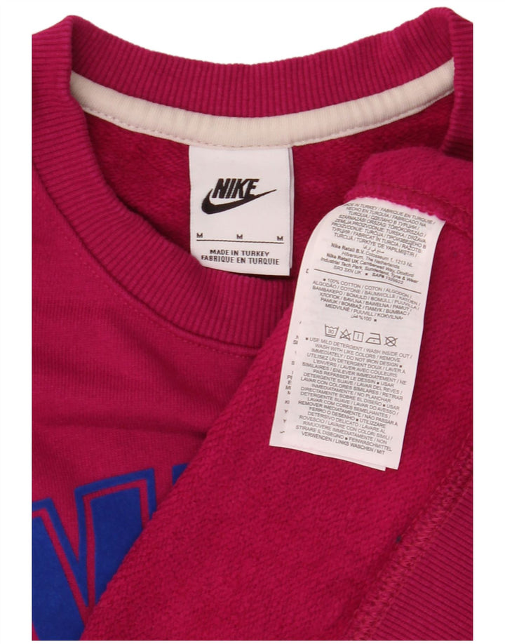 Nike Womens Graphic Oversized Sweatshirt Jumper UK 14 Medium Pink Cotton