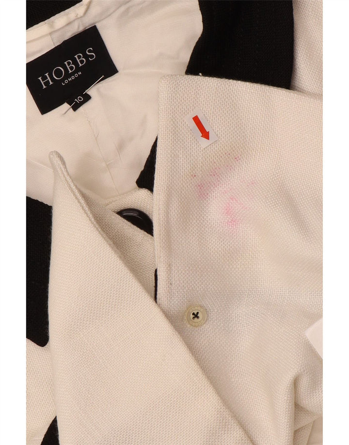 Hobbs Damen Crop 2 Button Blazer Jacke UK 10 Small Weiß Farbblock
